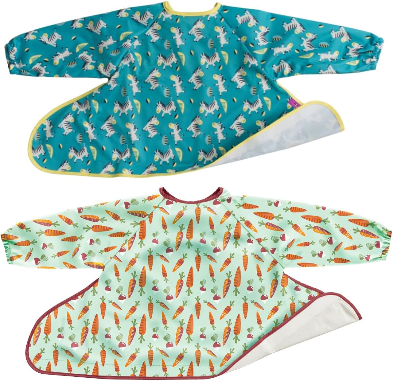 Tidy Tot Bib Pack 2 for Bib & Tray Kit. Unisex. One Size fits 6 Months - 2 Years. Waterproof. Adjustable Fit. Long Sleeved