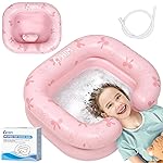 Cehim Inflatable Shampoo Basin for Kids - Hair Washing Basin for Children,Teens,Toddler With Neck Support, Portable Shampoo Bowl for use In Bed,on Bathtub,On Floor,or Sink,Tear-Free Rins