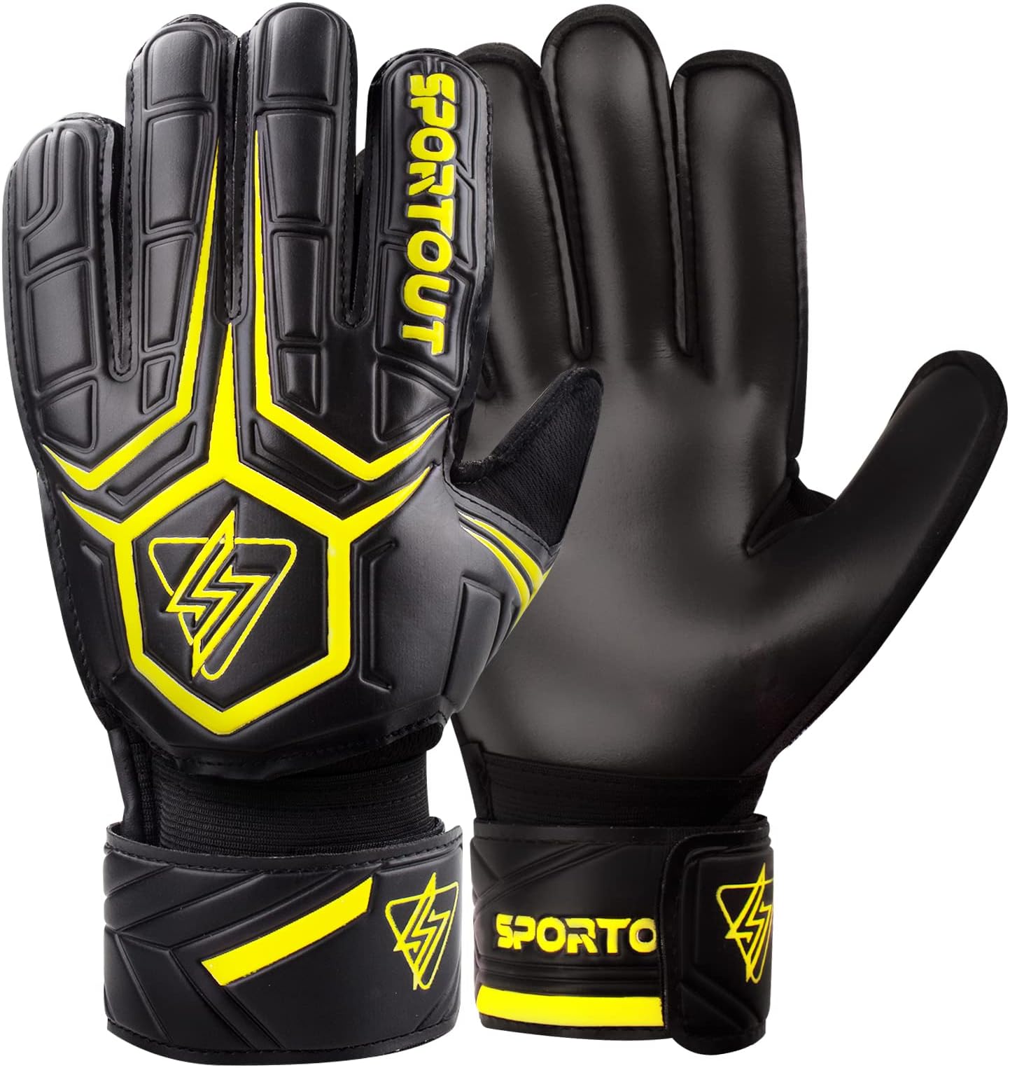 Goalie Gloves, Goalkeeper Gloves with Finger Protection, Breathable Soccer Goalie Gloves, 4mm Latex, for Kids Youth and Adult