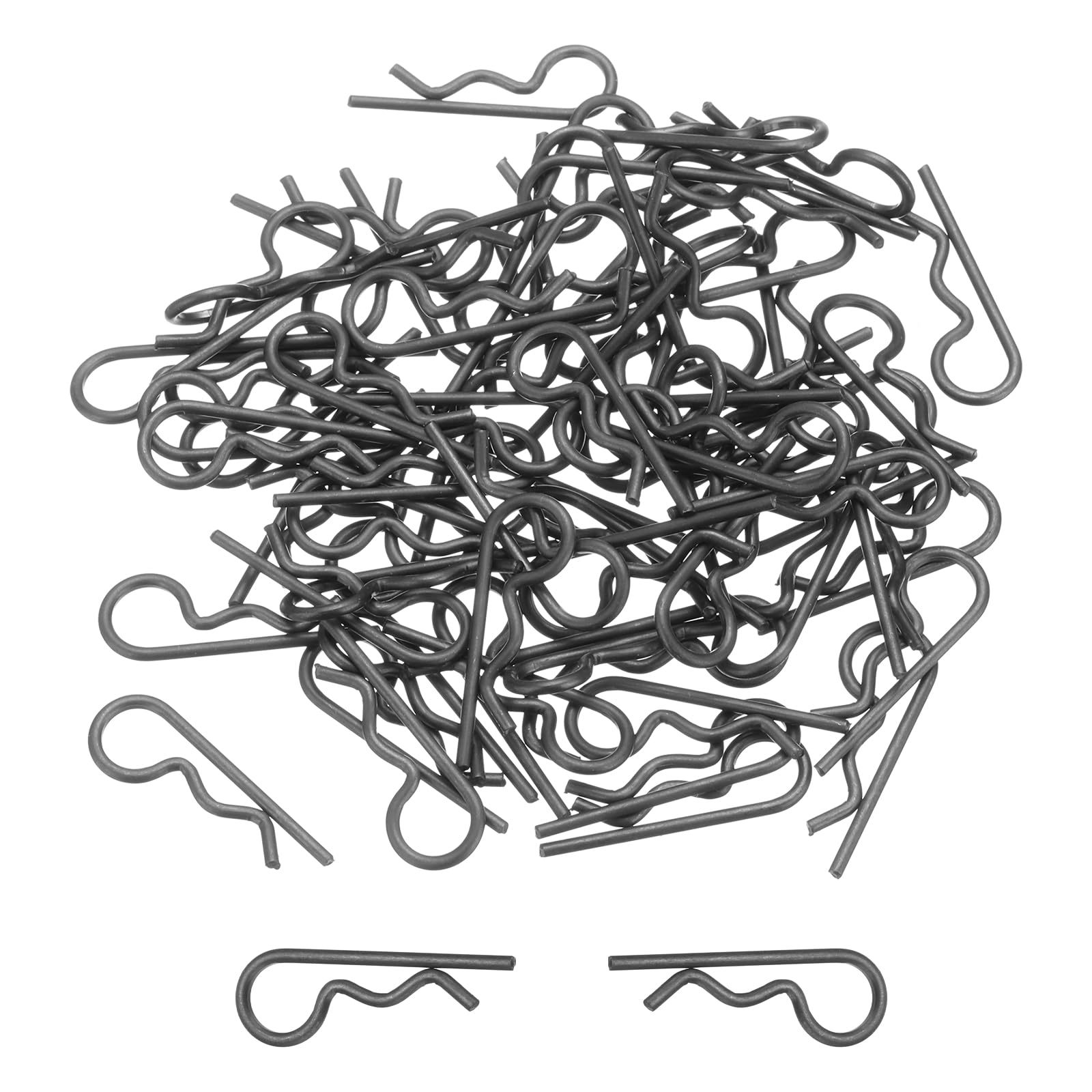 DMiotech 100Pcs Body Clips Bent RC Car Shell Clip Model Car R Pins Black Universal Shell Replacement Parts for 1/10 Scale RC Car,27mm/1.06"