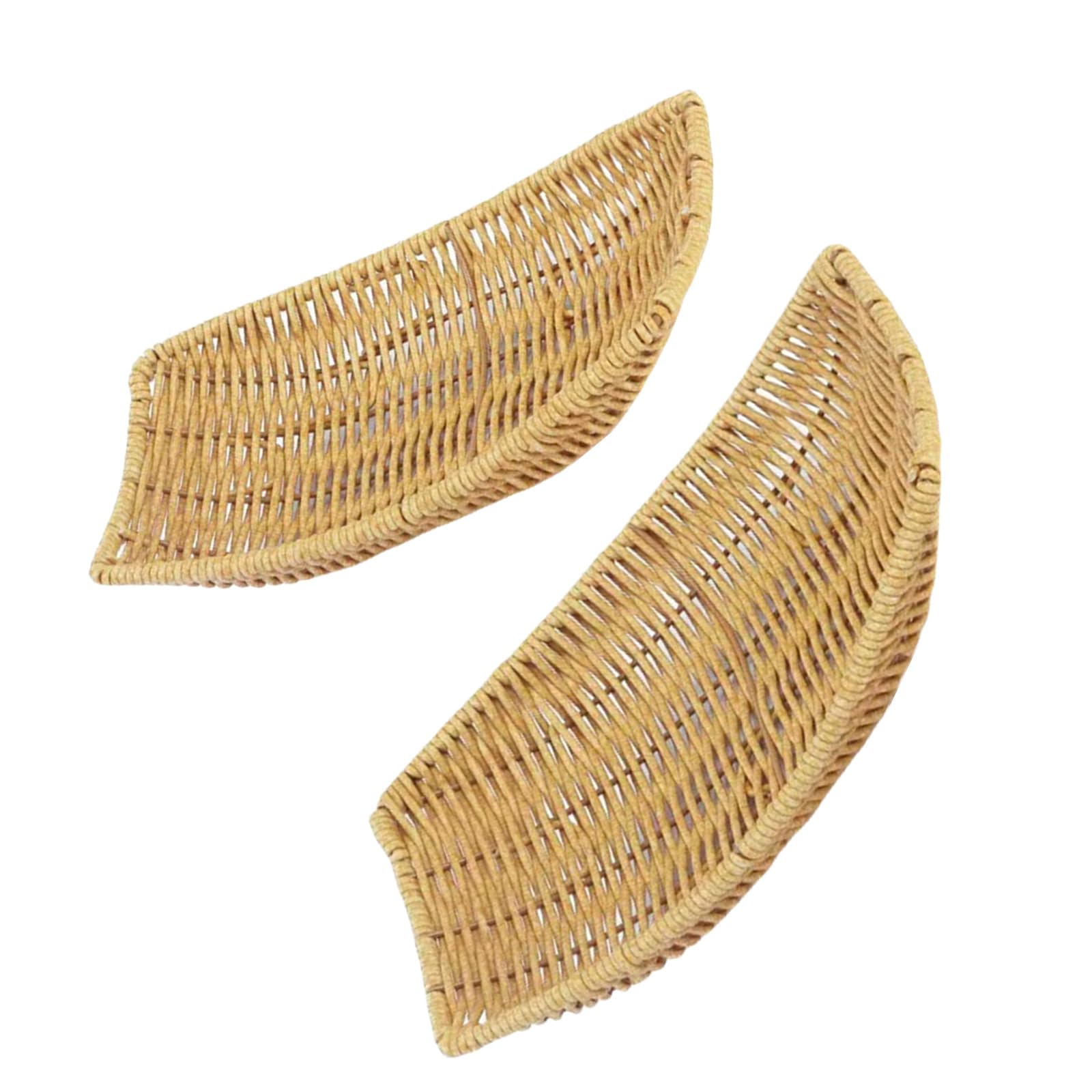 Buxuaaaa 2pcs Imitation Rattan Ship Fruit Serving Basket Portable Bread Storage Plate Decorative Snacks Tray for Home Desktop Use Decorative Serving Basket
