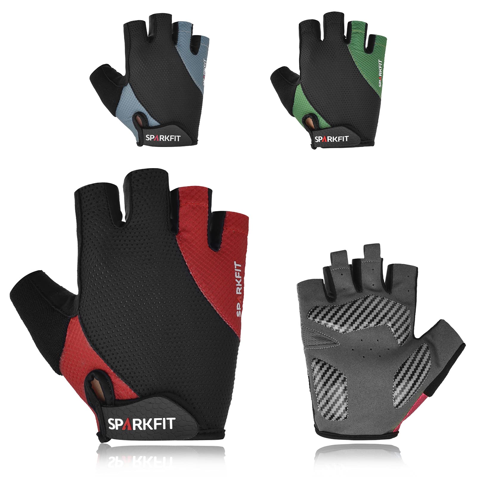 SPARKFIT Fahrrad-Handschuhe Herren, Fingerlose MTB-Handschuhe mit Handgelenkschutz zum Mountainbiken und Rennrad-Fahren, Fitnesshandschuhe für Kraft-Training, Workout und Radsport, Rot S Fashion