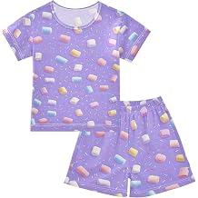 Gredecor Pajama Sets 2-Piece Short Sleeve PJ Cotton Soft Summer Sleepwear Pjs Set 5-14Y