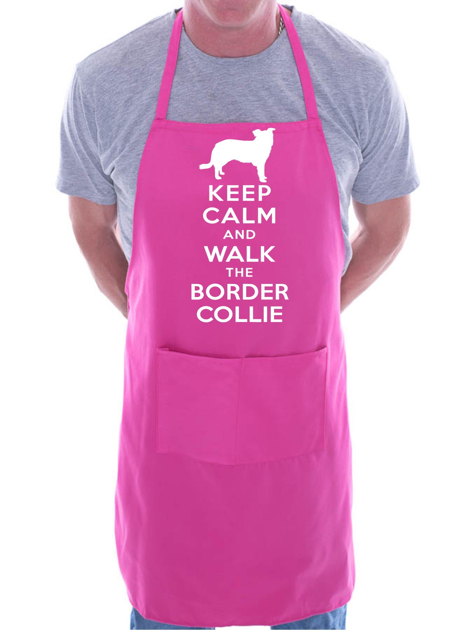 Print4U Keep Calm Walk The Border Collie Dog Lover BBQ Cooking Novelty Apron Pink
