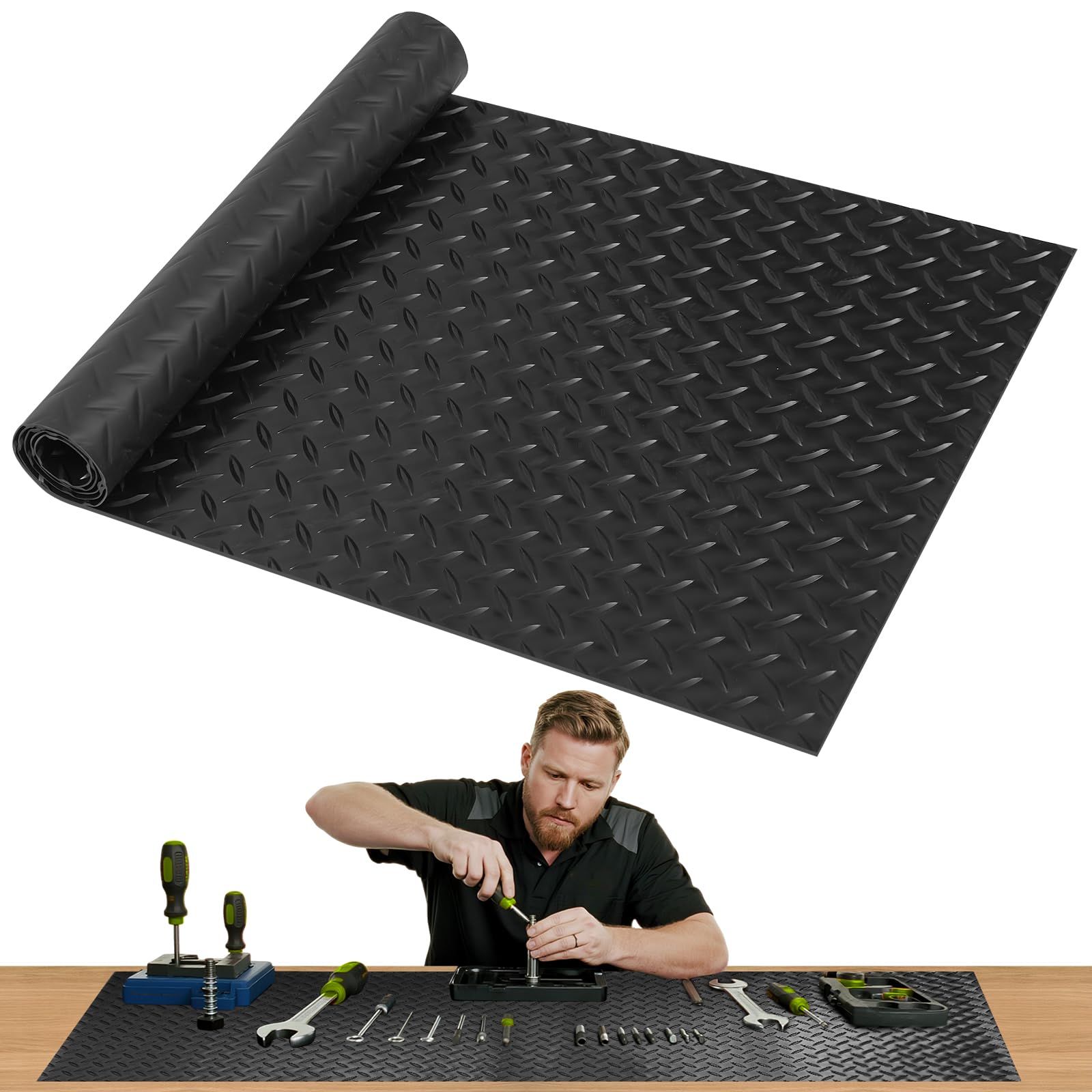 24" x 94.5" Workbench Mat, 2mm Thick Non-Slip PVC Workbench Mat