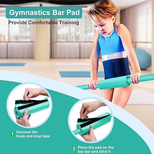 Miniatura 5 de RINREA Barras de gimnasia para niños con altura ajustable, barra de entrenamiento de gimnasia plegable, barra horizontal expandible junior para el