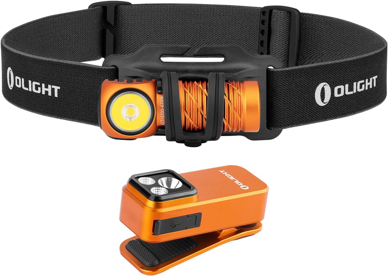 OLIGHT Perun 2 Mini Headlamp 1100 Lumens LED Head Flashlight Bundle Oclip Pro EDC Flashlight Clip-on Light