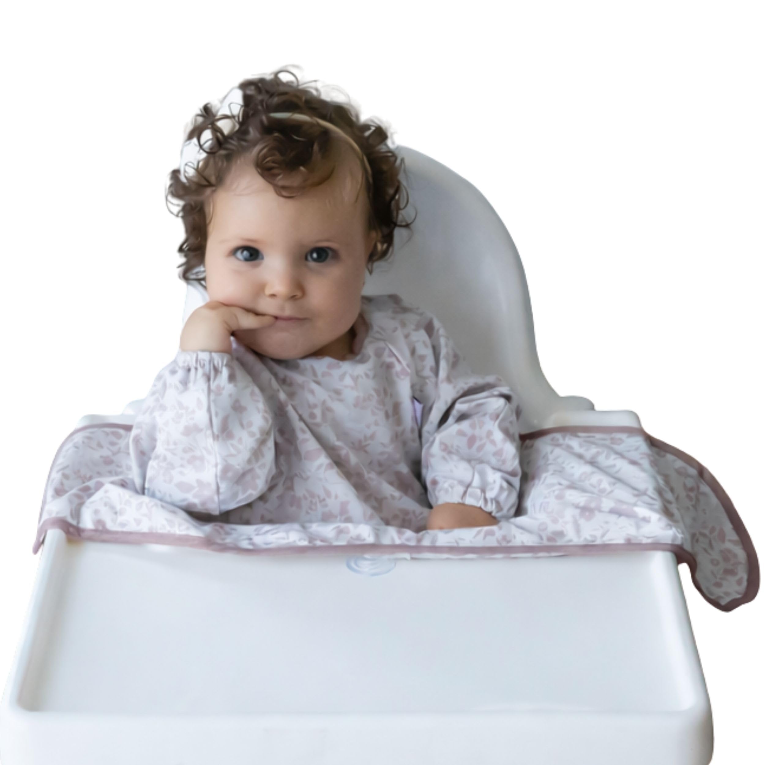 Tidy Tot®™ Cover & Catch™ Weaning Bib with Sleeves. Attaches to Highchairs with Suction for Mess Proof Baby Feeding. Waterproof Long Sleeved Bibs. Coverall BLW Bibs.