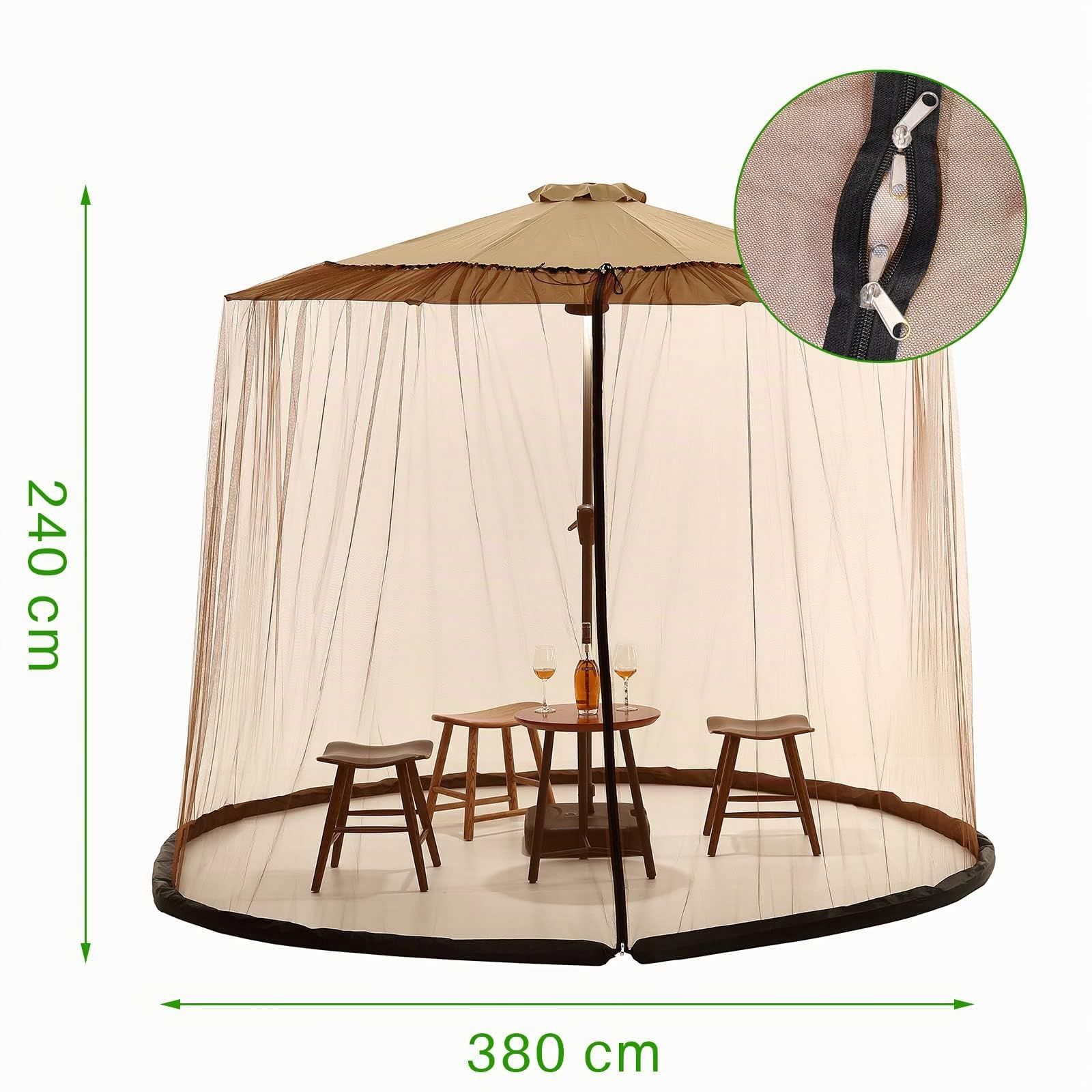 LiveGo Moskitonetz, Terrassenschirmnetz für Sonnenschirm, 2,7 m - 3,6 m, mit Polyester-Netz und befüllbarem Boden, perfekt zum Schutz vor Sonne und Mücken im Garten