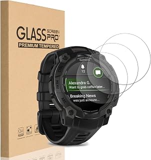 [3 Pack] for Garmin Instinct 3 (50mm) AMOLED/Solar Screen Protector,9H Hardness Scratch Resistant Anti-bubbles Anti-Fingerprint Tempered Glass Screen Protector Protective Film Cover for Garmin Instinct 3 (50mm) AMOLED/Solar