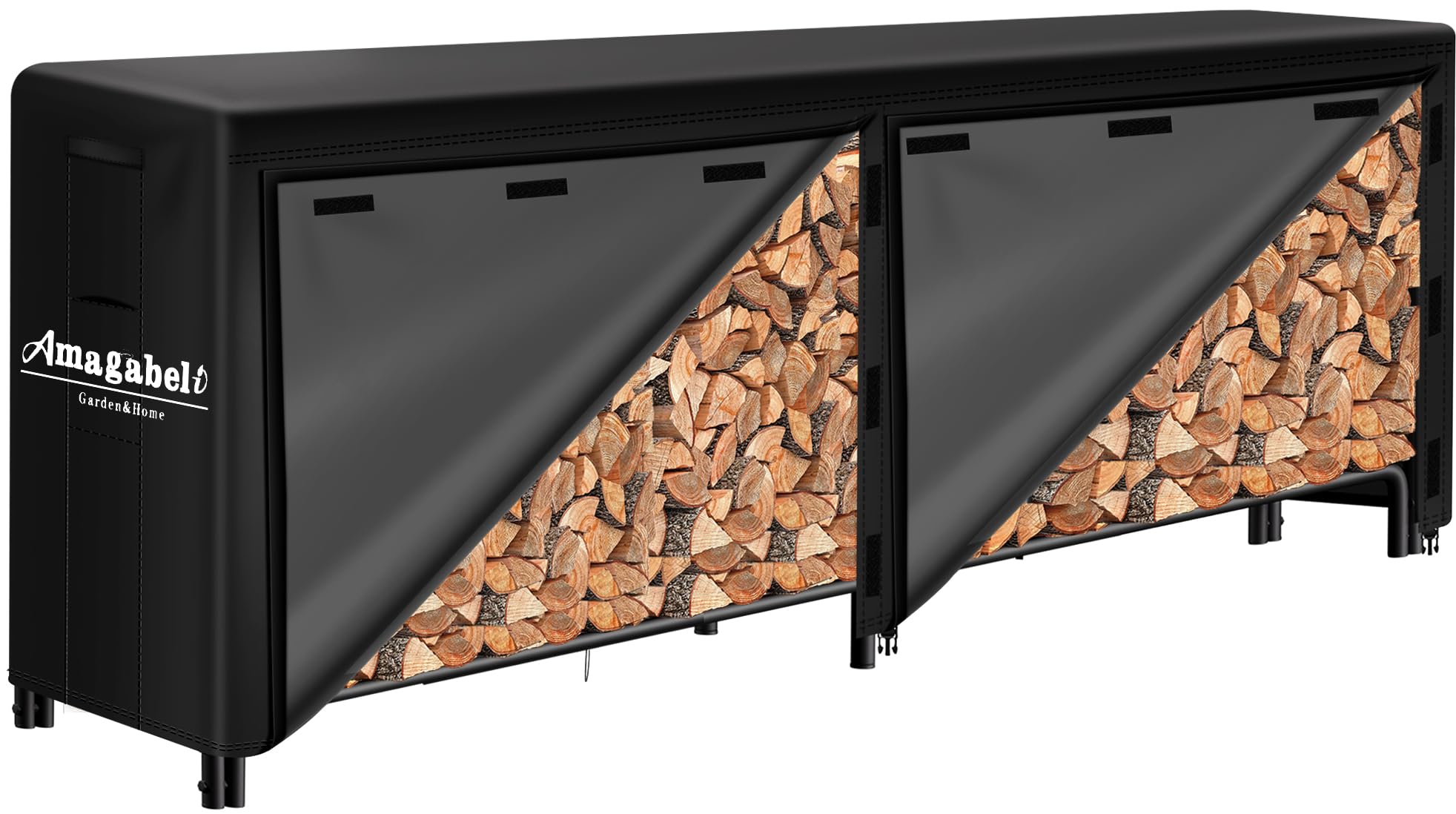 Legnaia Da Esterno 244x122cm | Porta Legna In Metallo | Capacità 650 Libbre | Resistente Alla Ruggine | Nero - Foto 8