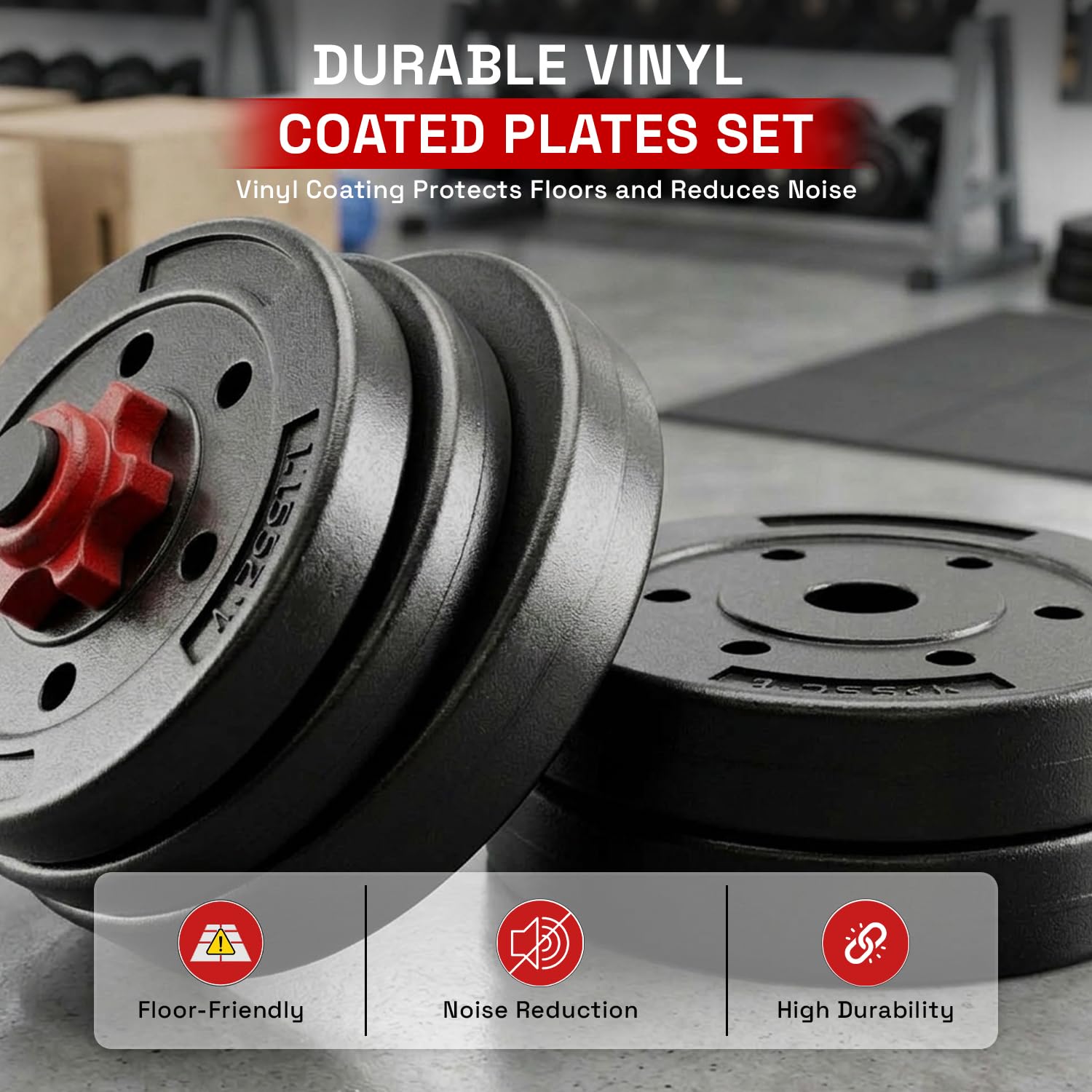 MAXSTRENGTH Zestaw Regulowanych Hantli i Sztangi Winylowych 10–40 kg – Trening Siłowy w Domu – Wymienne Obciążenia z Prętami i Zaciskami Bezpieczeństwa