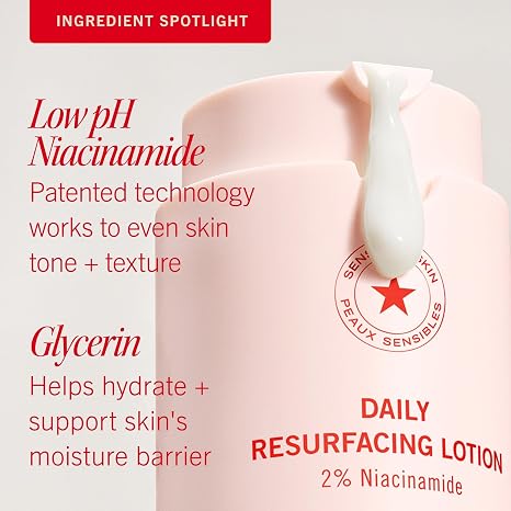 First Aid Beauty Daily Resurfacing Lotion with 2% Niacinamide, 1 oz