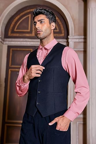 Miniatura 3 de Bbalizko Camisa de esmoquin con volantes para hombre, de los años 80, con volantes, con botones, plisada, de manga larga