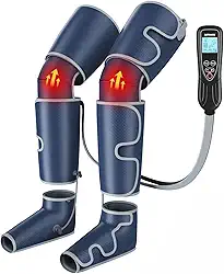 Massageador de perna para circulação e alívio da dor elegível para FSA HSA, massagem de compressão de ar para os pés com 3 níveis de calor, 4 modos, joelho e coxa 4 em 1, terapia de aquecimento do