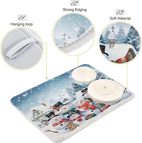 Miniatura 4 de Tapete de secado de platos de otoño y otoño, de 16 x 18 pulgadas, diseño de hojas de otoño de calabaza, mariposa, protector para encimeras de cocina