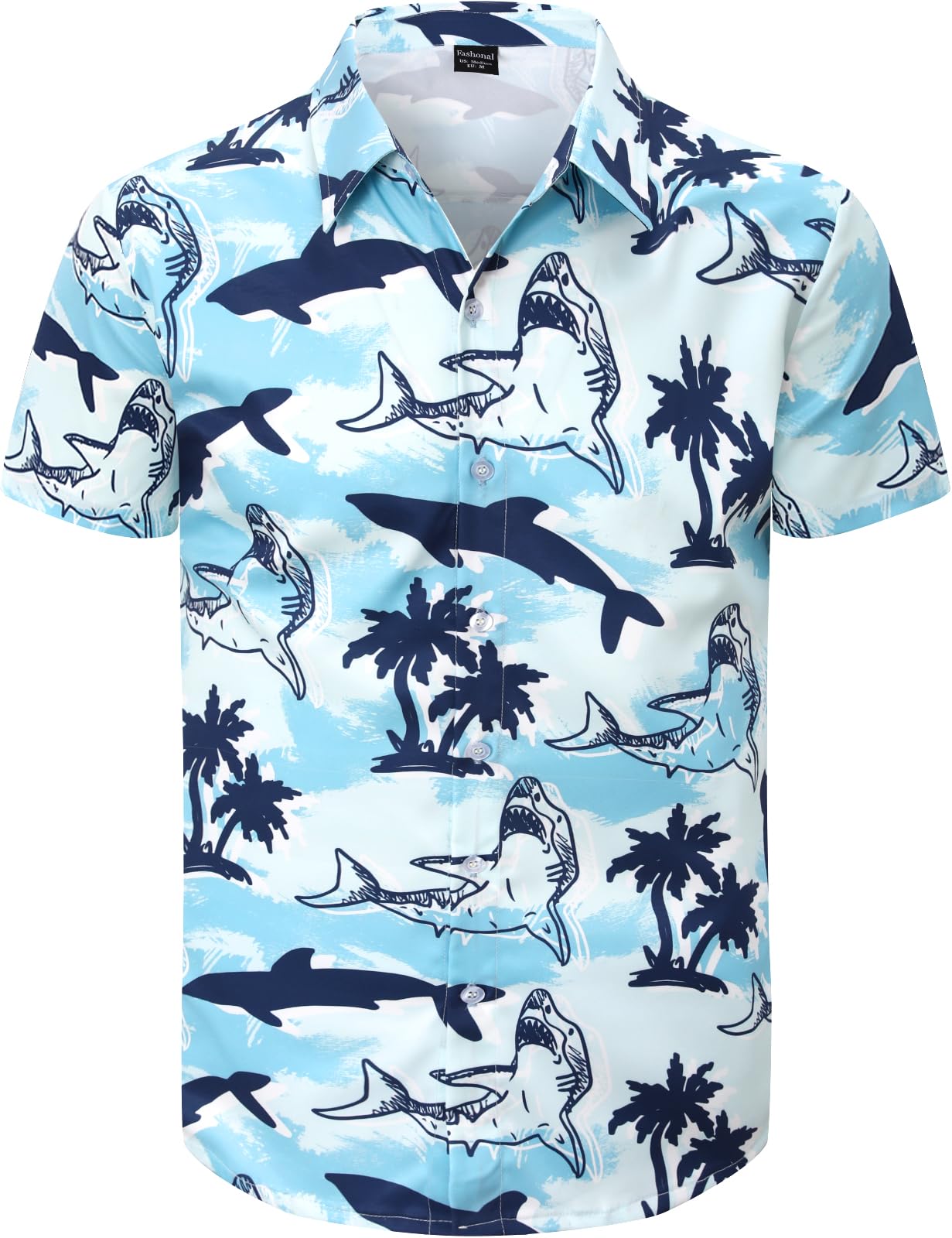 Fashonal Men's Hawaiian Shirt Button Down Tropical Beach Short Sleeve Aloha Shirt