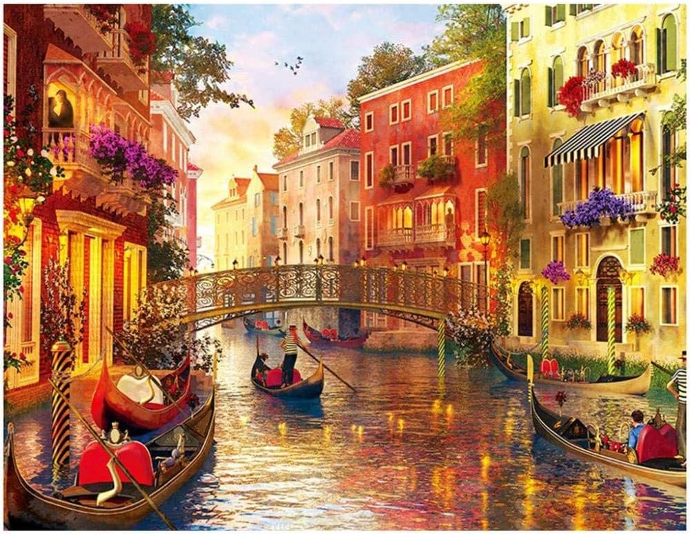 3D DIY Difficult Jigsaw Puzzles for Advanced Players 1000 Pieces Mystery Puzzles Home Deco for Family Board Game for Home Brain Teaser Educational Toy Sets for Teens (Rose Corridor)-Romantic Venice