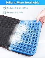 Vista 5 de Cojín de asiento de gel portátil para masaje de viaje, 14.5 x 10.5 pulgadas de grosor, plegable para silla de oficina, silla de ruedas, cadera