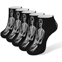Abstract X-ray Skull Skeleton Playing Guitar Ankle Socks for Men Women - Low Cut, Ultra-Soft, Moisture Wicking Athletic Running, 5 Pairs