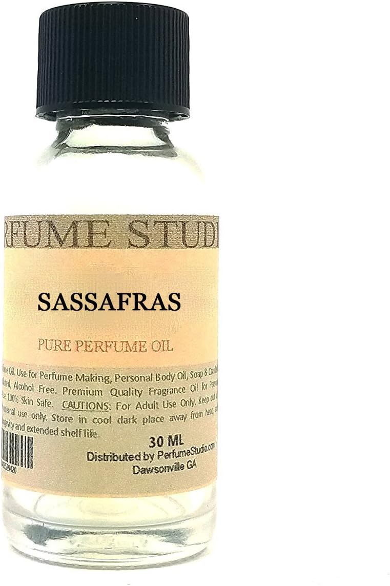 Perfume Studio Oils Pure for Making, Personal Body , Soap, Candle Making & Incense; Splash-On Clear Glass Bottle. Premium Quality Undiluted & Alcohol Free (1oz, Sassafras)