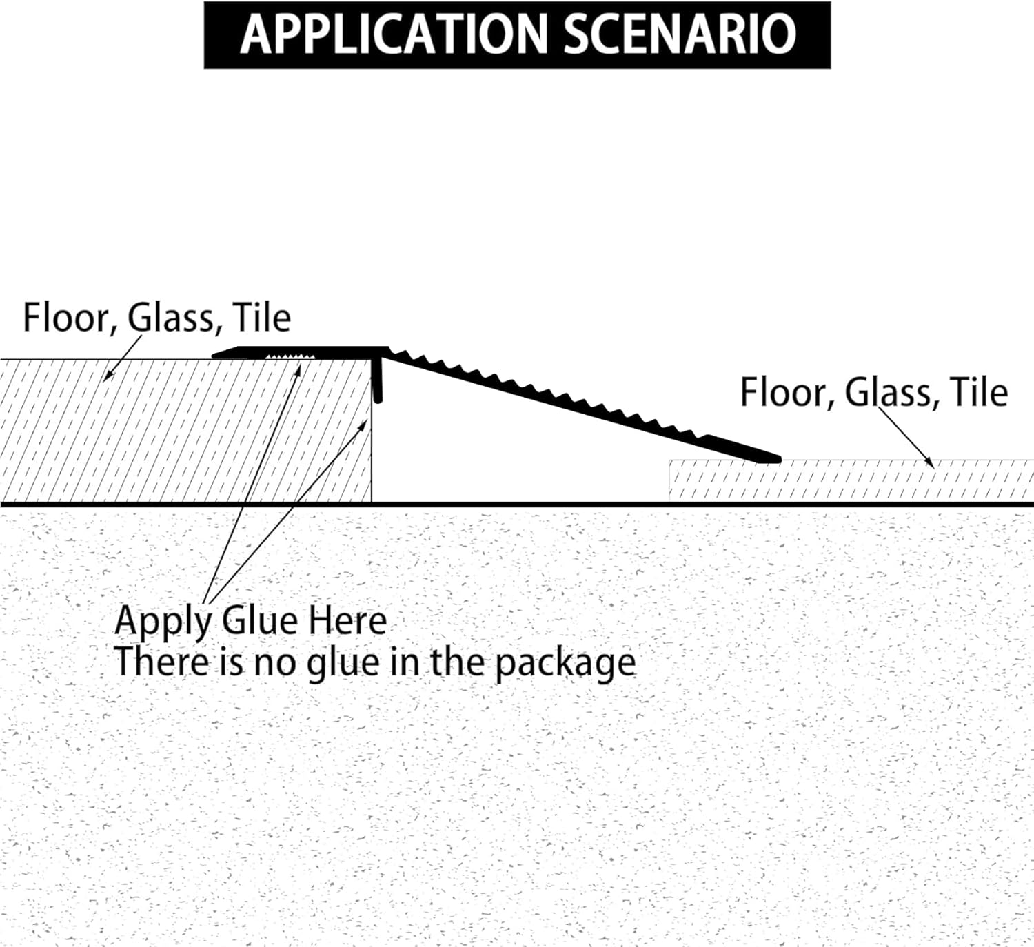 Gaahing Aluminum Floor Transition Threshold Strip, Bridge the Height Gap Between 0.3 to 1.6 inches for Doorway Ramp (35.4in x 3.9in, Matte Black)