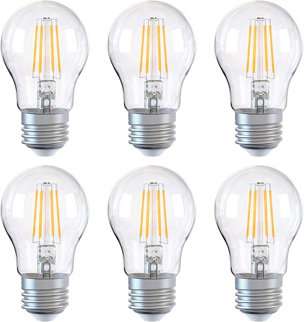 DGO E27 Bulb, Dimmable LED Light Bulb, A60 Energy Saving Light Bulbs 6W (Equivalent to 60W), Edison Filament Screw Bulb, 6 Pack