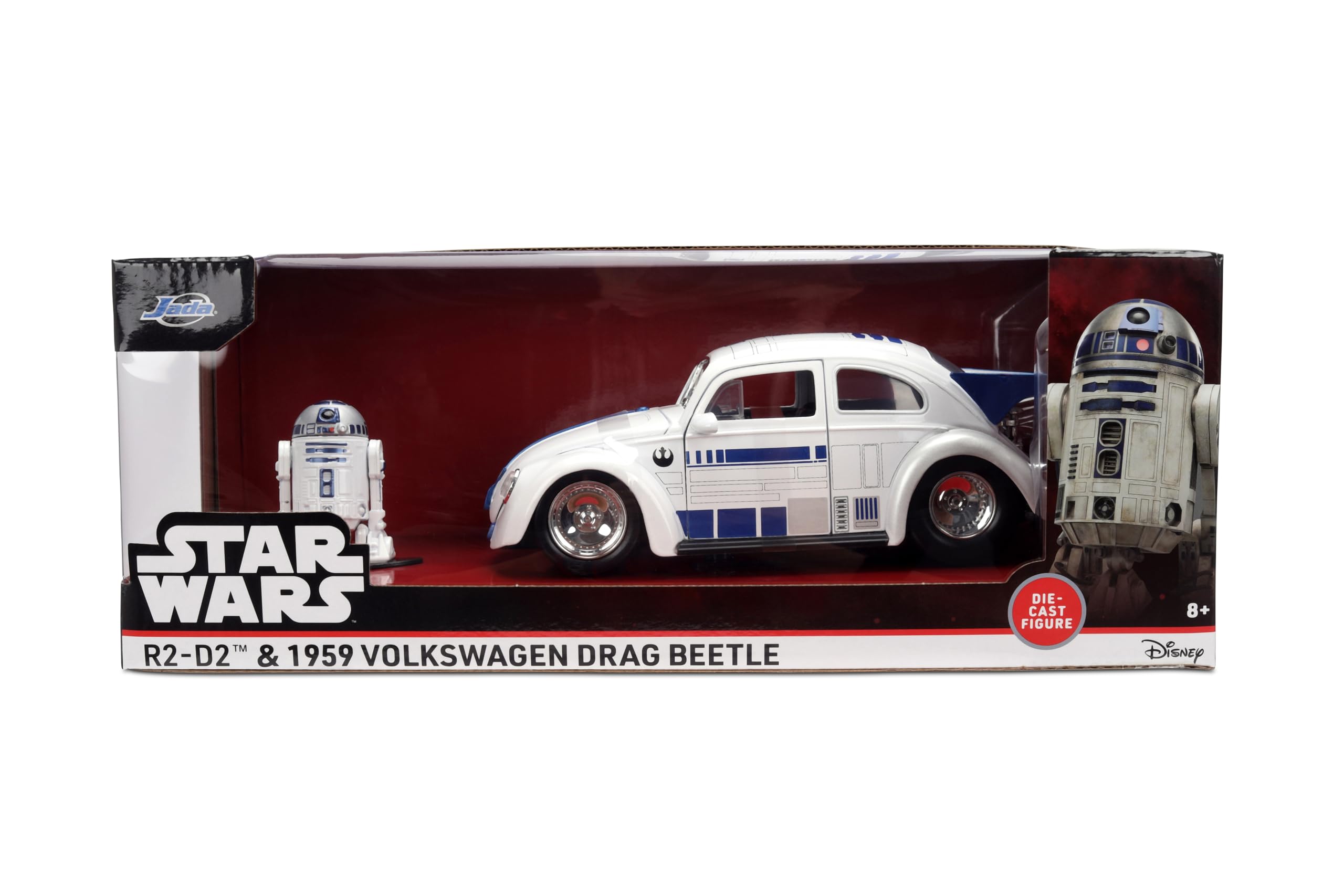 Jada Star Wars R2-D2 1959, Volkswagen Drag Beetle, 1:24, odlewany pojazd i zabawka z cyframi 2,5"