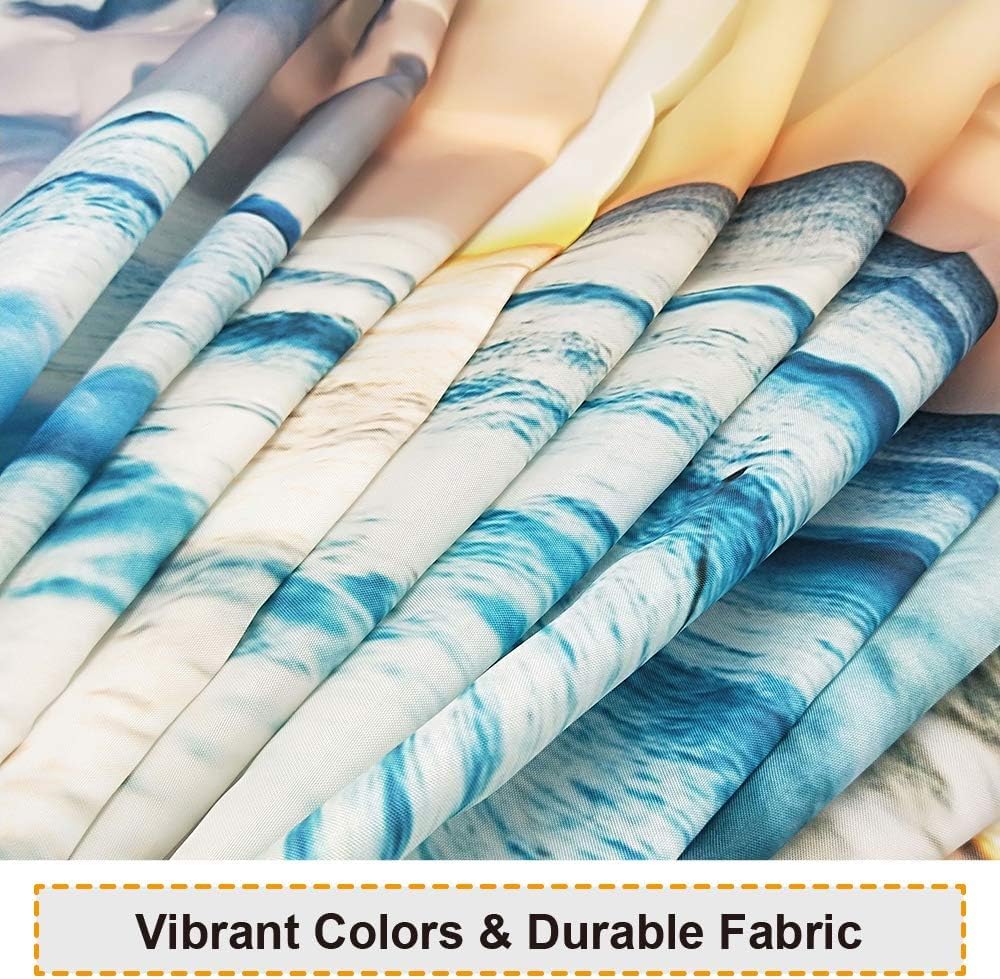 Baccessor Tropical Sea Beach Ocean Waves Shower Curtain Seaside Scene Island Hawaiian Sunrise Beach Theme Waterproof Fabric Shower Curtain with Hooks,72" W x 72" H (180CM x 180CM) - Sea Sunrise