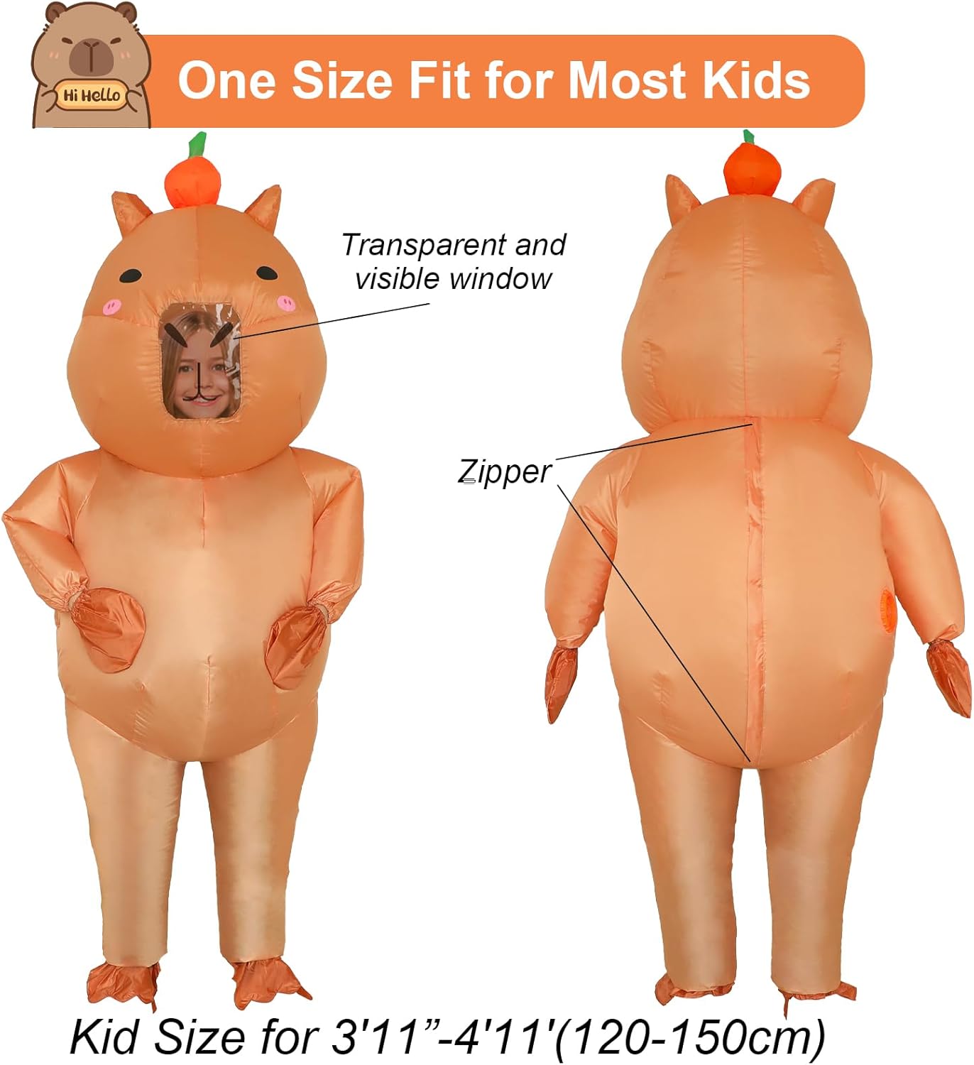 Inflatable Capybara Costume Kids Halloween Costume Kid Girls Boys Funny Animal Blow up Costumes Kid for Cosplay Party
