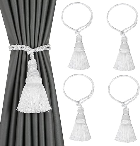 Miniatura 9 de Fenghuangwu Paquete de 6 alzapaños de cortina con borlas de cuerda para cortinas hechas a mano para exteriores, hogar y exteriores decorativos