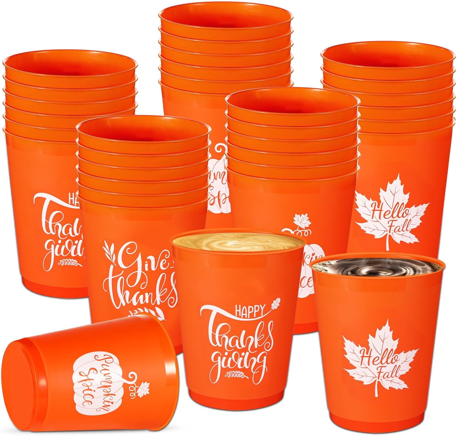24 Pcs Thanksgiving Plastic Cups Reusable Hello Fall