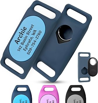 GoTags Designed for Samsung SmartTag2 Personalized Dog Collar Holder, ID Case for Pet Collar, Up to 4 Lines of Custom Text, Slide On Tag for GPS Dog Tracker, Compatible with Android SmartTag2, Large