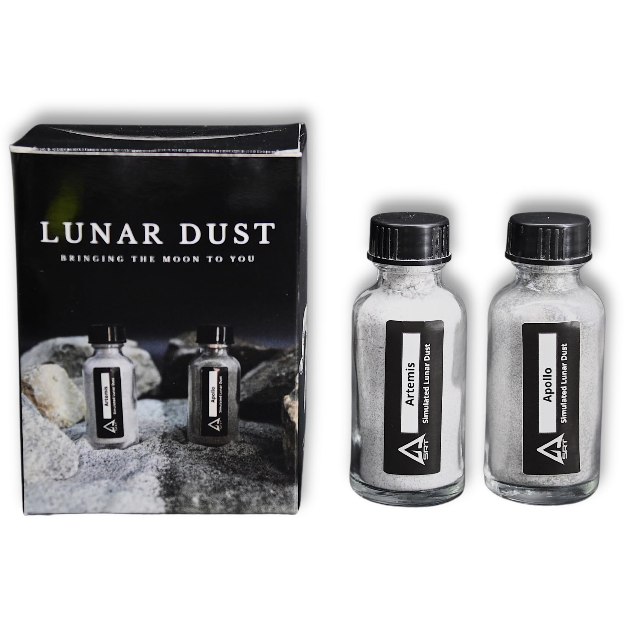 Lunar Simulated Soil Display Jars | Artemis and Apollo: The Moon in The Palm of Your Hand | Unique and Authentic Space Themed Decor - Great Gift for The Science and Space Enthusiasts