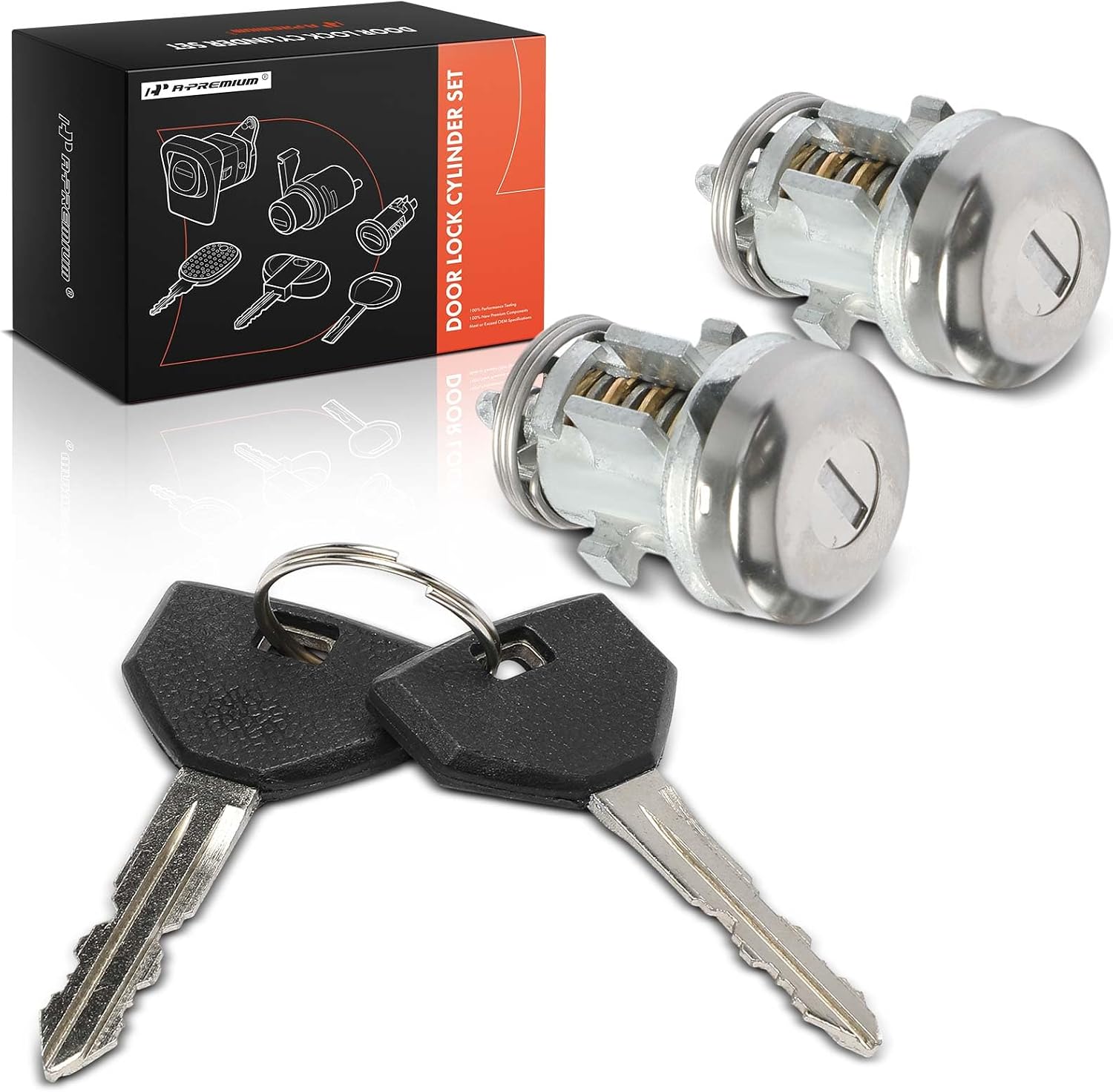 A-Premium Front Side Door Lock Cylinder Set with Keys | Compatible with Chrysler Dodge Eagle Jeep & Plymouth Vehicles - Concorde Intrepid LeBaron LHS Cherokee Voyager and More