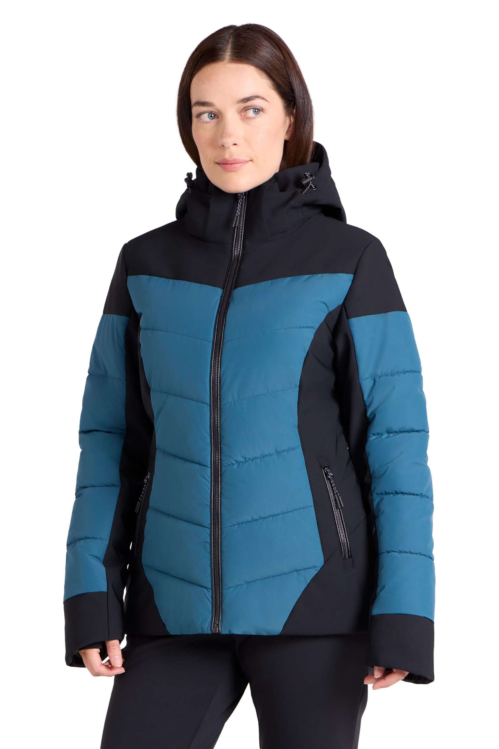 Mountain Warehouse Women's Dark Green 'Resort' Multiple Pockets Recco Padded Ski Jacket In | Size: 18