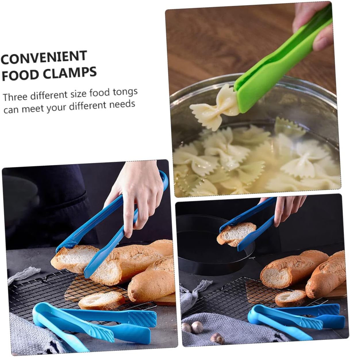 6-Piece Set Multipurpose Nonslip Food Tongs and Clips for Cooking BBQ and Serving Heat Resistant and Easy to Clean