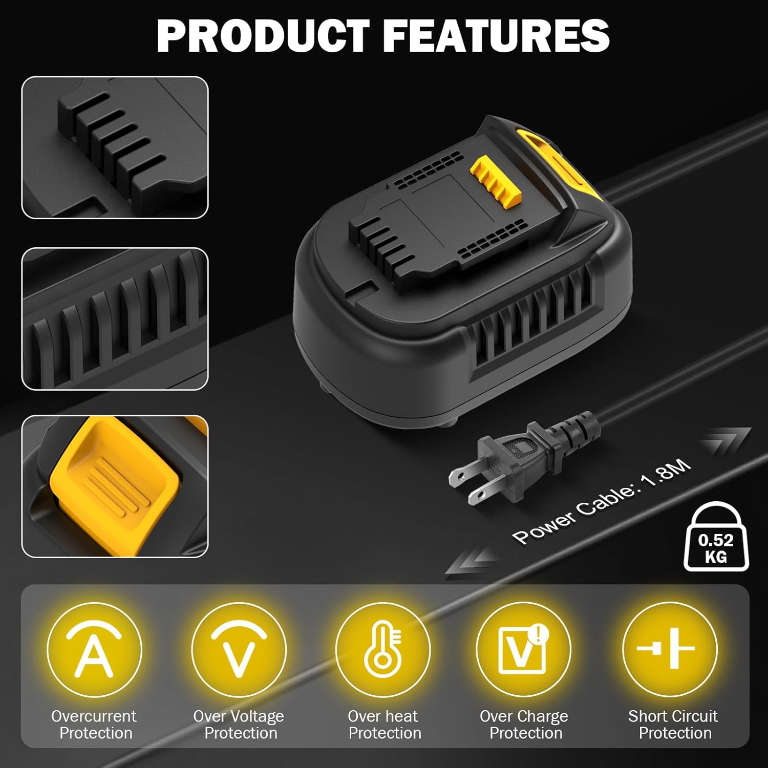 New Version 110V to 20V DC Converter,Power Source Option for Dewalt 18V-20V Li-ion Cordless Tools,AC to DC Converter 500W,120V to 20V Power Supply, AC Plug Transformer Adapter