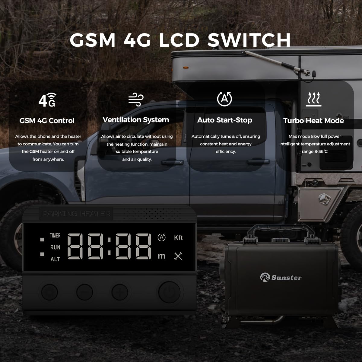 Sunster HTB1 8KW Diesel Luftheizung, 4G/5G Steuerung Standheizung Kreislauf