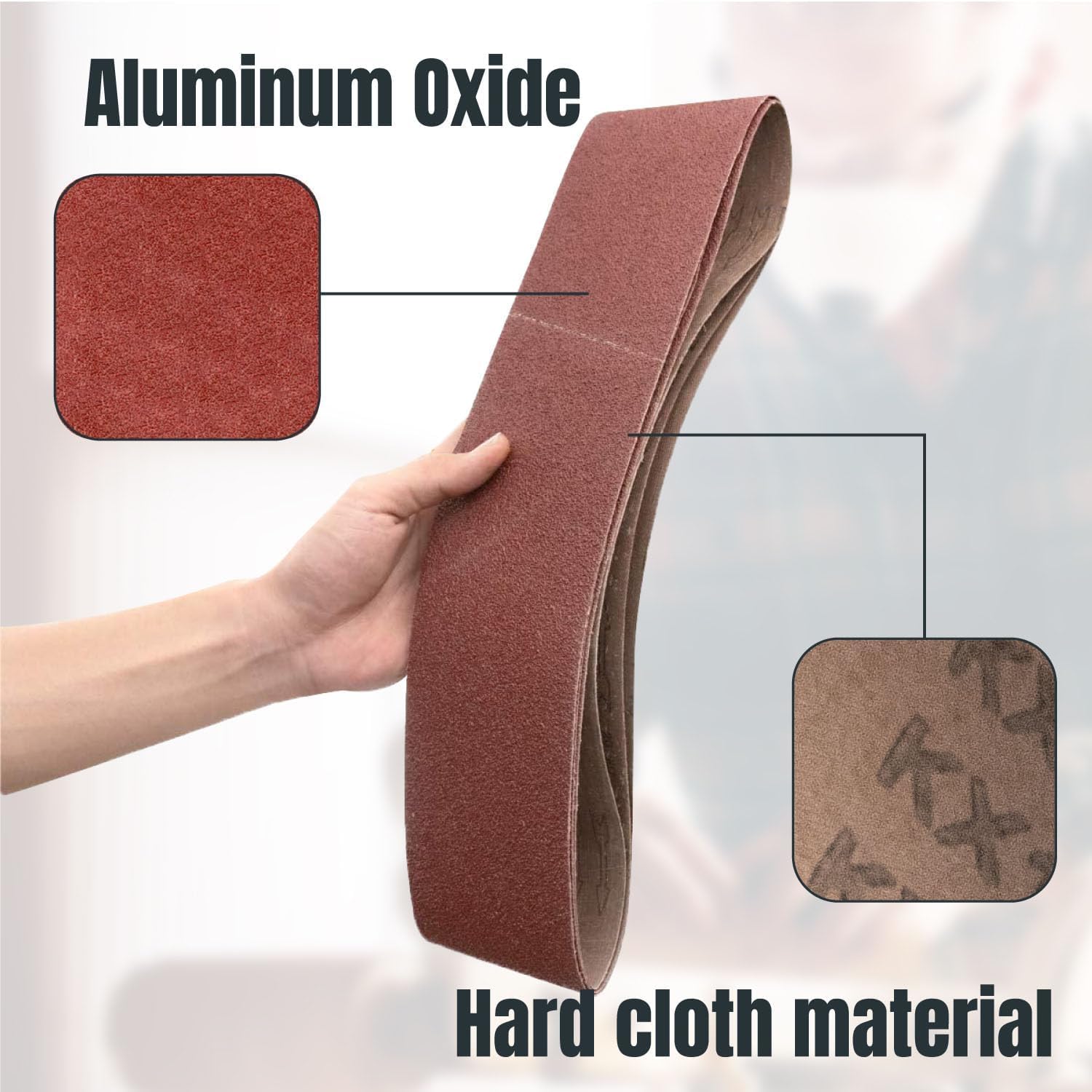 POWERTEC 11011-6 - Juego de bandas de lijado y barras de limpieza abrasivas de 4 x 36 pulgadas | Surtido de bandas de lijado de óxido de aluminio, paquete de 15, 3 de cada uno de 40, 80, 120, 150, 240