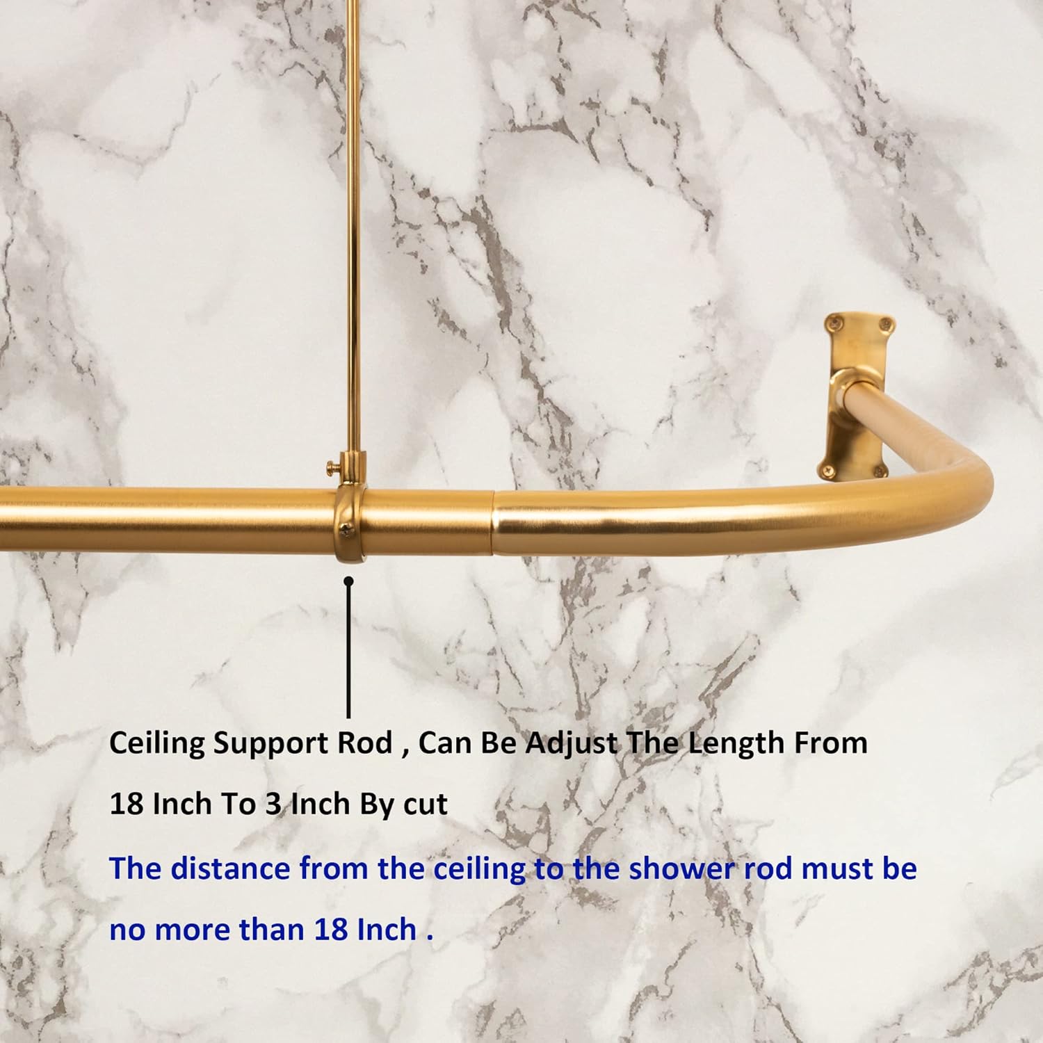 Artiwell L Shaped Shower Curtain Rod, Bathroom Bathtub Corner Shower Curtain Rod with Ceiling Support (SATIN GOLD/BRASS)