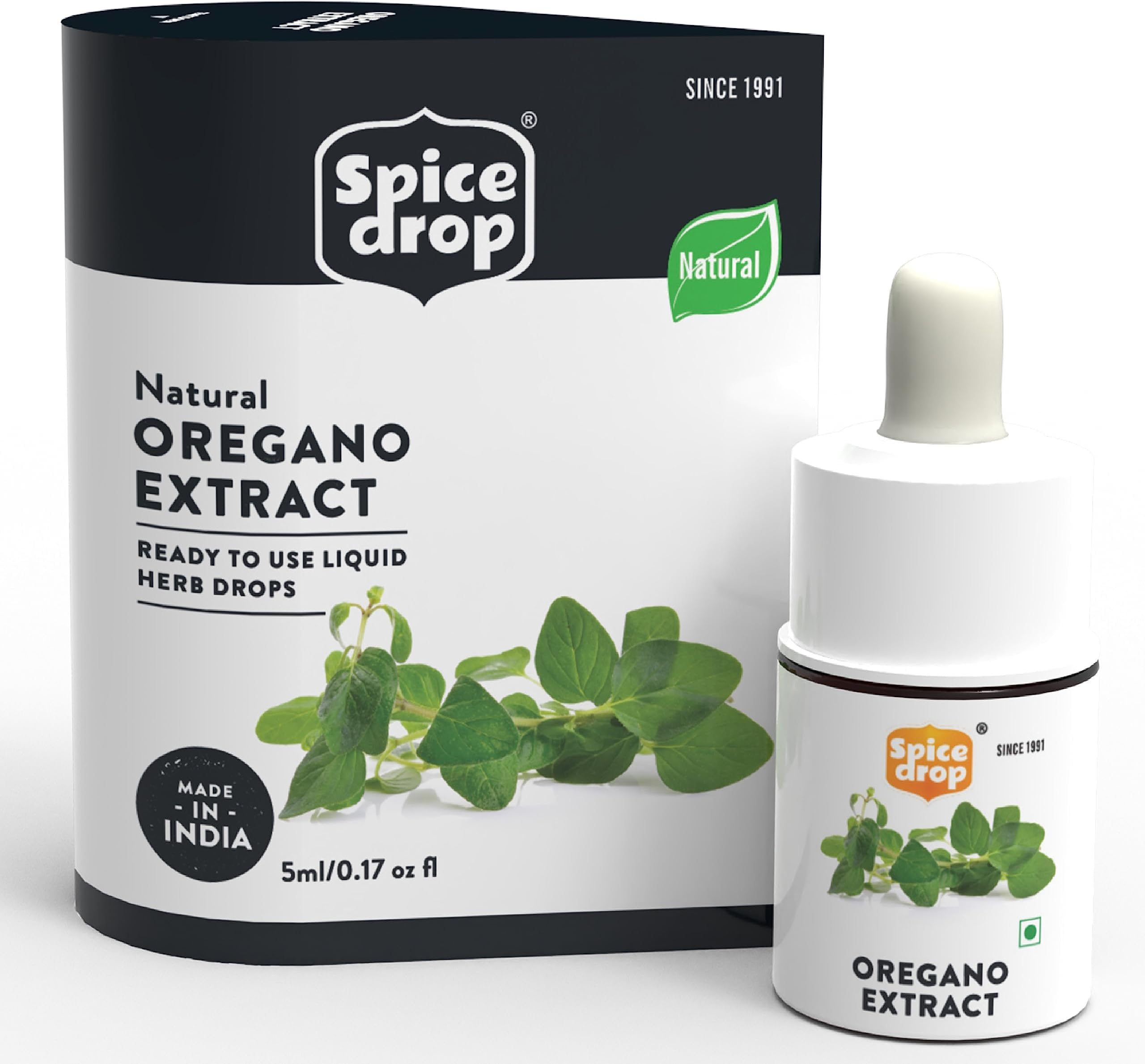 Spice Drop Oregano Extract | 100% Natural | For Soups, Pasta, Pizza, Spaghetti, Gourmet | 0.17oz (180 drops) | Herb Extract | Authentic Flavor | Vegan | Keto & Paleo Friendly | Non-GMO | Drop And Stir