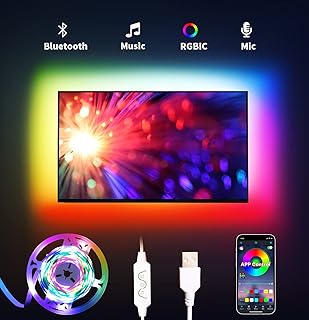 LED Lights for TV Led Backlight DAYMEET TV Led Lights, 9.8FT RGBIC Dreamcolor Effect Led TV Lights for 32-75in TV, Sync with Music Bluetooth APP Control, USB Led Strip Lights for Bedroom Room