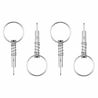 Quick Release Pin w/ Drop Cam Spring - 316 Stainless Steel Bimini Top Pin,1/4 inch Diameter,Overall Length 1 1/2 inch, Usable Length 0.6 inch,Boat Marine Hardware