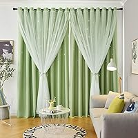 Vista 20 de Cortinas de estrellas, rosa y gris, cortinas, bloqueo de luz, 2 paneles, 52 x 96 pulgadas, dormitorio