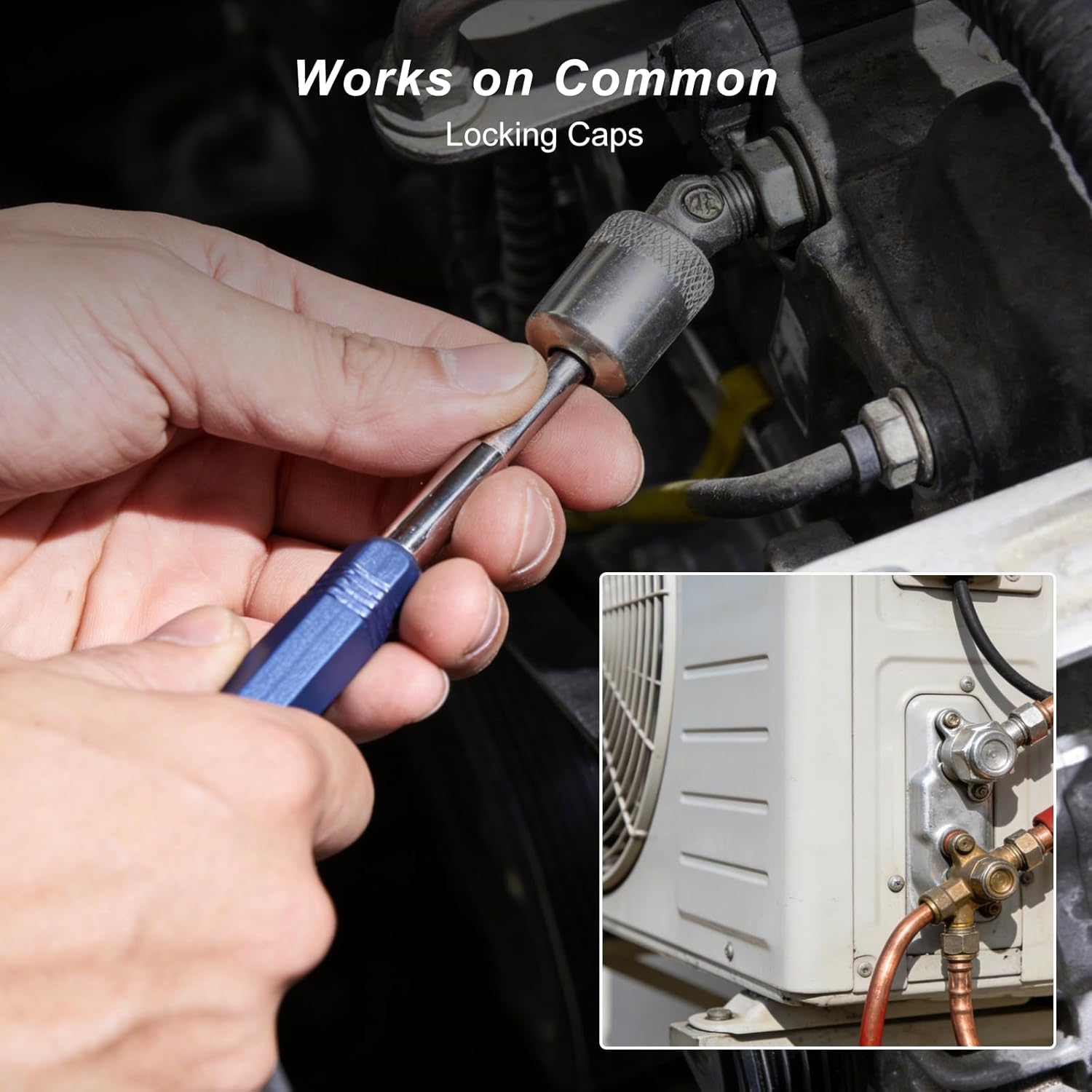 Universal Refrigerant Locking Cap Key Tool – All-in-One HVAC Service Wrench for Shield, Novent & C&D Safety Caps, Multi-Key Removal Kit for R410A/R22 AC Systems (Tamper-Resistant)