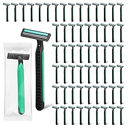 Fafortune Disposable Twin Blade Razors in Bulk, Individually Wrapped - Clear Safety Cap, For Homeless, Hotel, Airbnb, Travel (pack of 30,green)