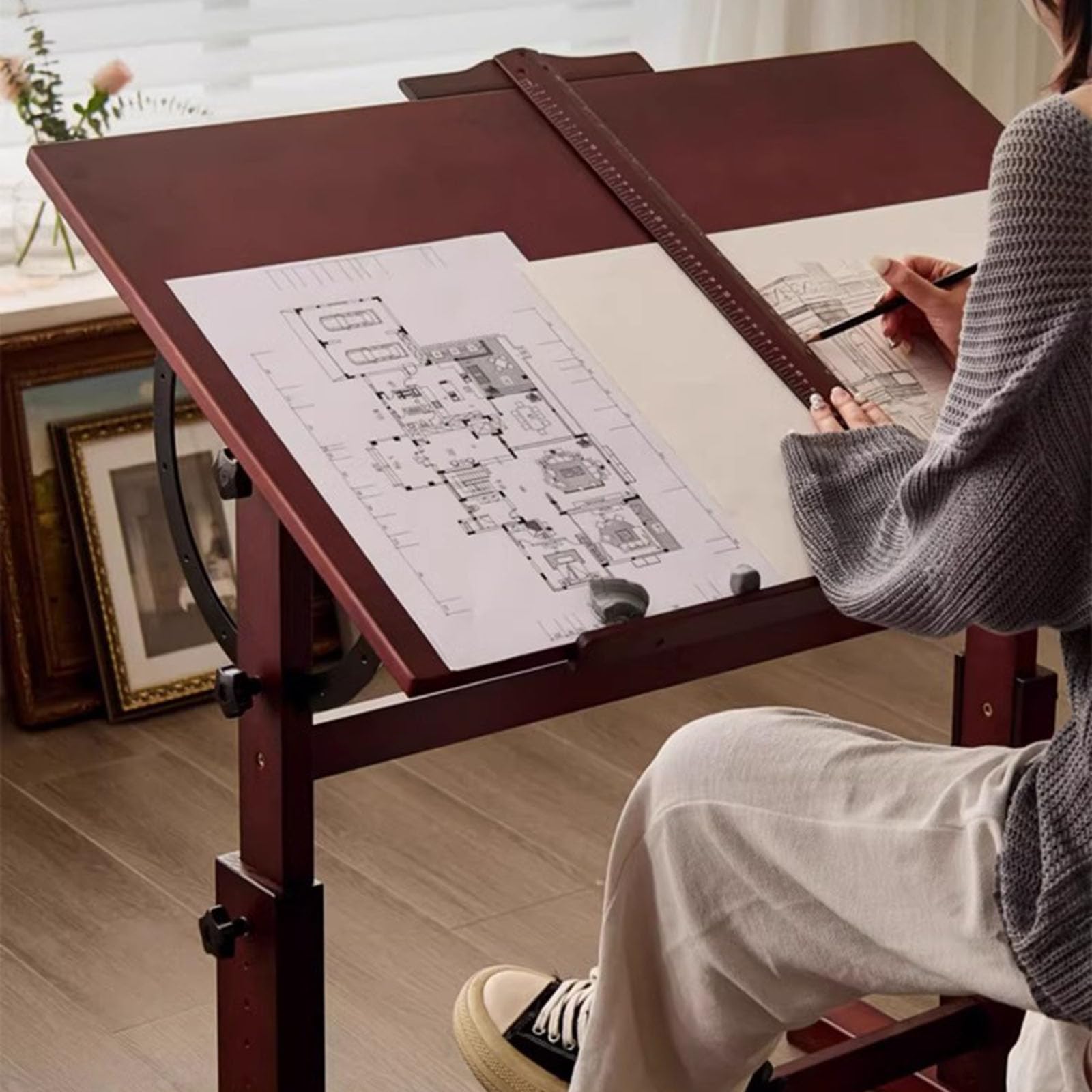 Tavolo da Ding regolabile con righello quadrato a T, ideale per artisti e studenti, design per arte e scrittura, aumenta la creatività e la preis, perfetto per uso domestico e scolastico