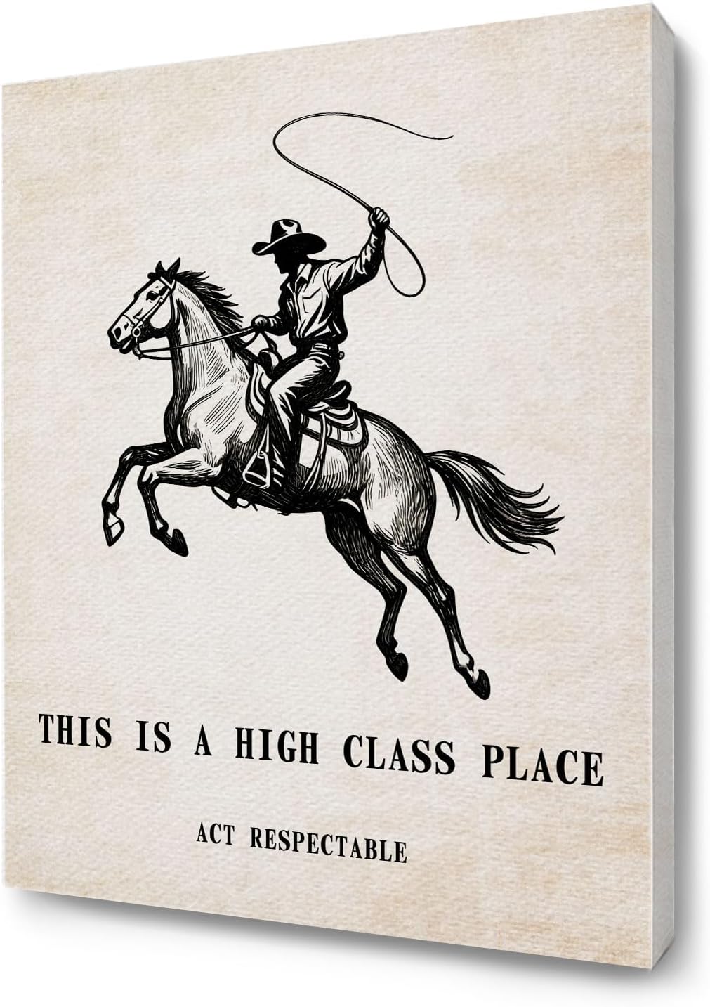 ChissNook Western Cowboy Framed Wall Art, This Is a High Class Place, Preppy Trendy Southwestern Decoration for Home Living Room, Cowboy Western Home Decor, 12x16 Inches