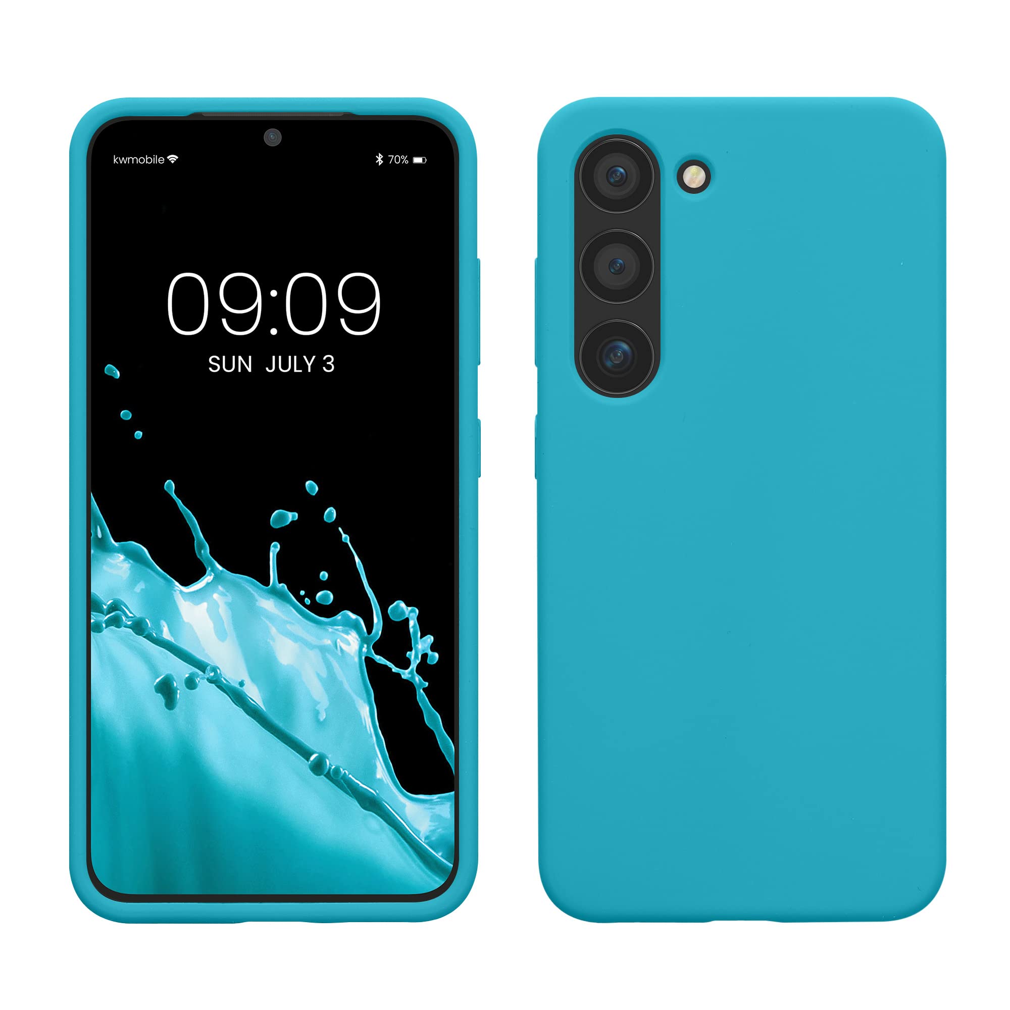 kwmobile Case Compatible with Samsung Galaxy S23 Case - TPU Silicone Cover - Works with Wireless Charging - Cool Glacier